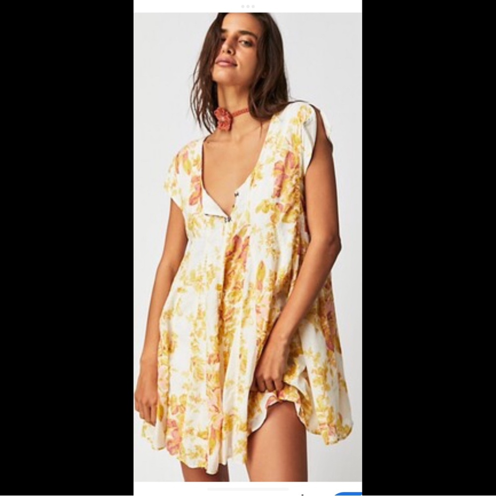 Free People Sully Seamed Babydoll Dress in, Sunshine Combo.